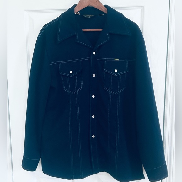 Wrangler Other - Vintage Wrangler Shirt Men’s L Navy Blue Western Style Disco